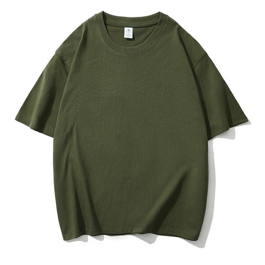 Summer Men's Fashion Loose Round Neck Solid Color All-match Short-sleeved T-shirt