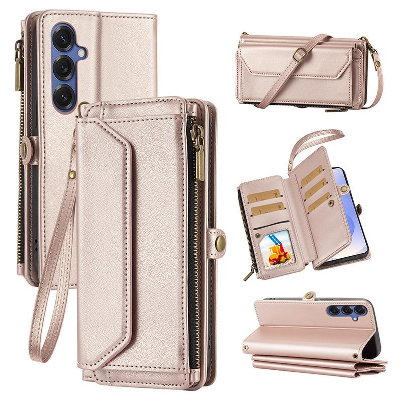 Multifunctional Leather Case Zipper Wallet Card Case Leather Case Flip Samsung iPhone Case
