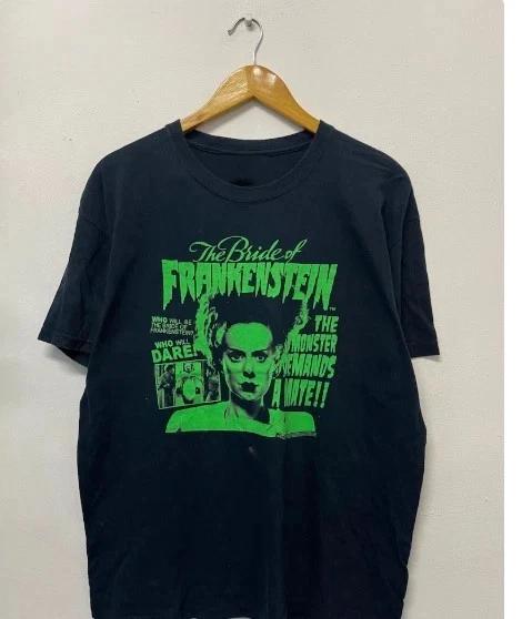 Vintage Y2K Bride Of Frankenstein Horror Movie Style Graphic T-Shirt S