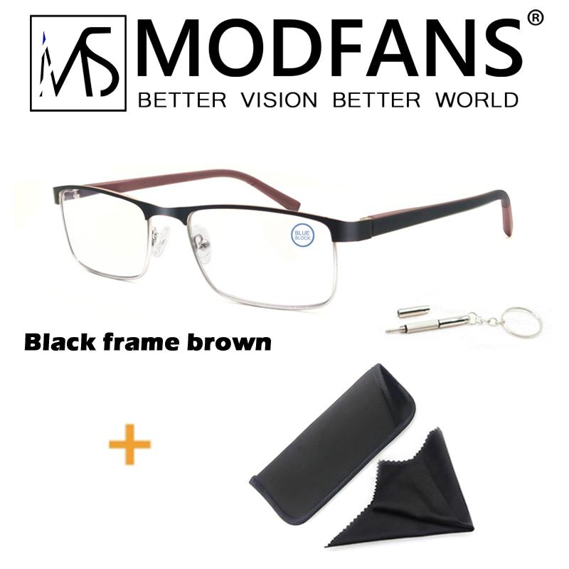 

Очки для чтения MODFANS из нержавеющей стали в металлической квадратной оправе с защитой от синего света для мужчин и женщин, с диоптриями. 3.5