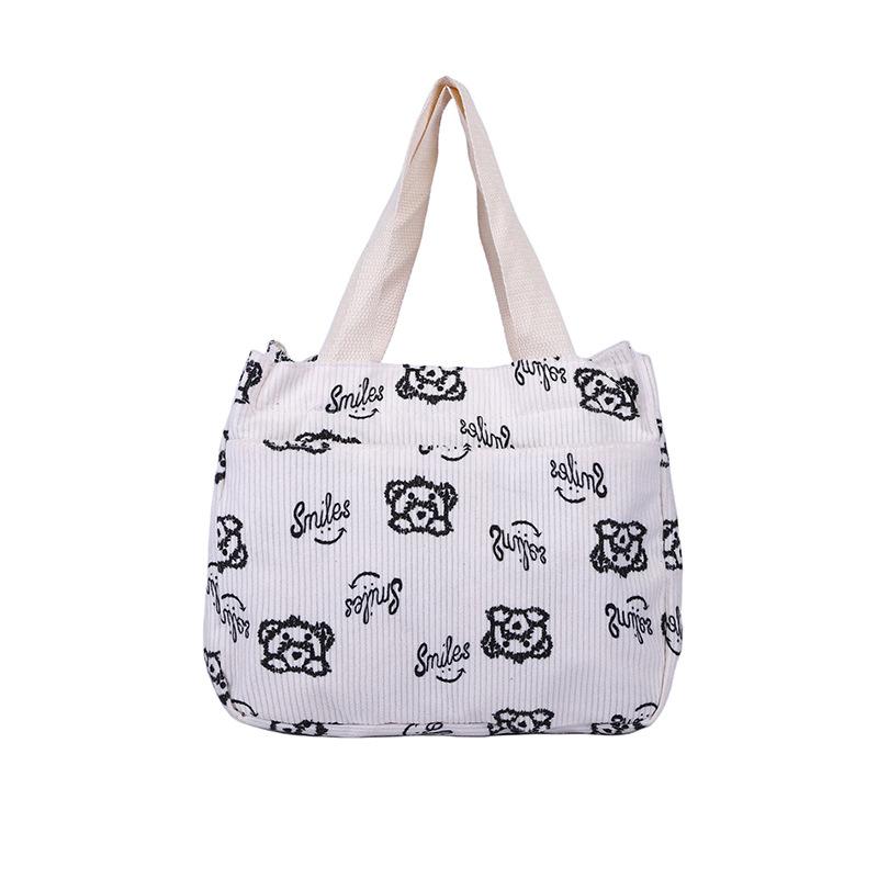 Милая женская сумка с принтом 2025 нейлоновая ткань портативная сумка для мамы ручная переноска сумка для ланч-бокса бэнто для офисного работника белый 1373₽
