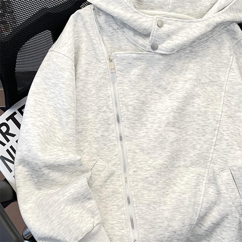 Men's Double Zipper Hooded Cardigan - Stylish & Loose Fit, Irregular Trend, High Street Casual Top for Autumn/Winter