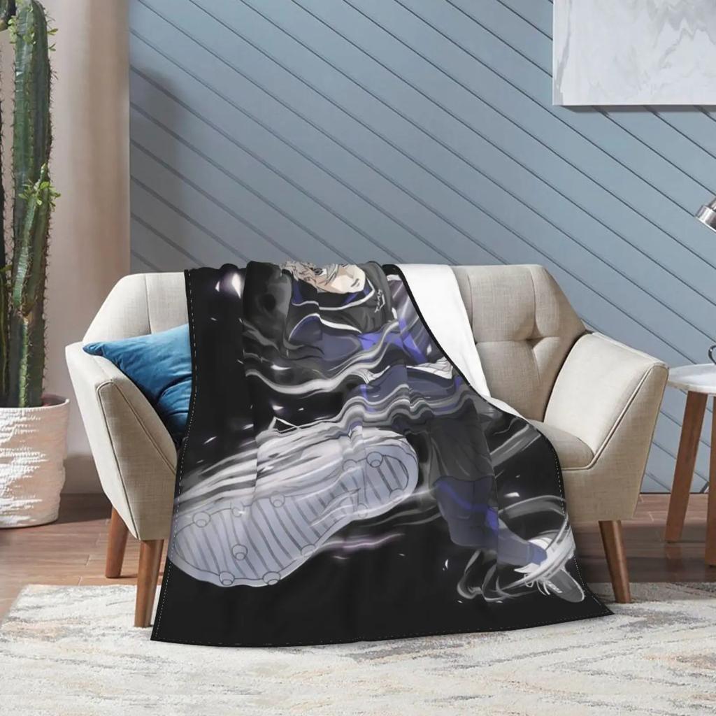 Blaue Anime-Schloss Flanelldecke für Couch Sofa Bett, Heimdekoration, Coole Zeichentrickfigur Leichte Warme Decke für Wohnzimmer