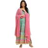 W Women's Green Floral Printed Kurta Dupatta Bottomwear with Thread Work