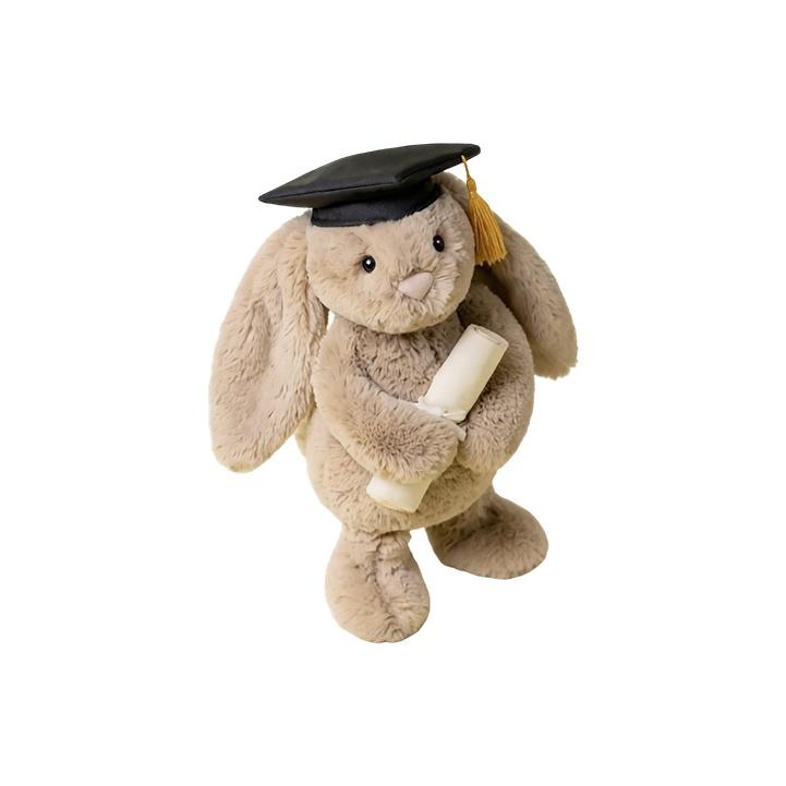 JELLYCAT Bunny Shy Graduation Dress Accompanying And Soothing Dolls Plush Doll Medium Height 31cm BAS3GRAD