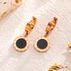 Roman Numeral Drop Earrings for Women Stainless Steel Hoops Earrings Elegant Fashion Girl Engagement Wedding Jewelry Gift