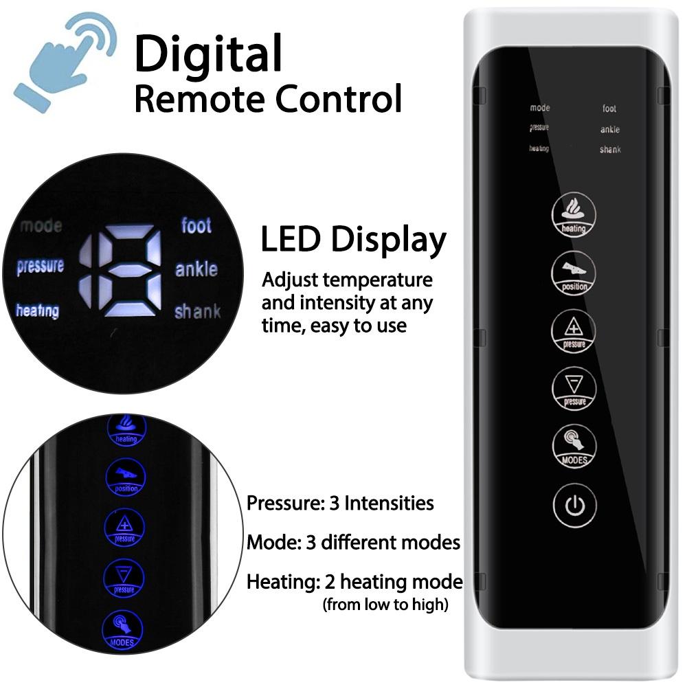 24W 3 Modi Luftkompressions-Beinmassagegerät Durchblutungsgerät Waden-Neuropathie-Massage für Waden Beine Knöchel und Füße Entspannung Schmerzlinderung