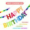 Colorful Pre-Strung Happy Birthday Banner Set with 28 Felt Pom Balls - Rainbow Fabric Garland, Perfect for Party Decor