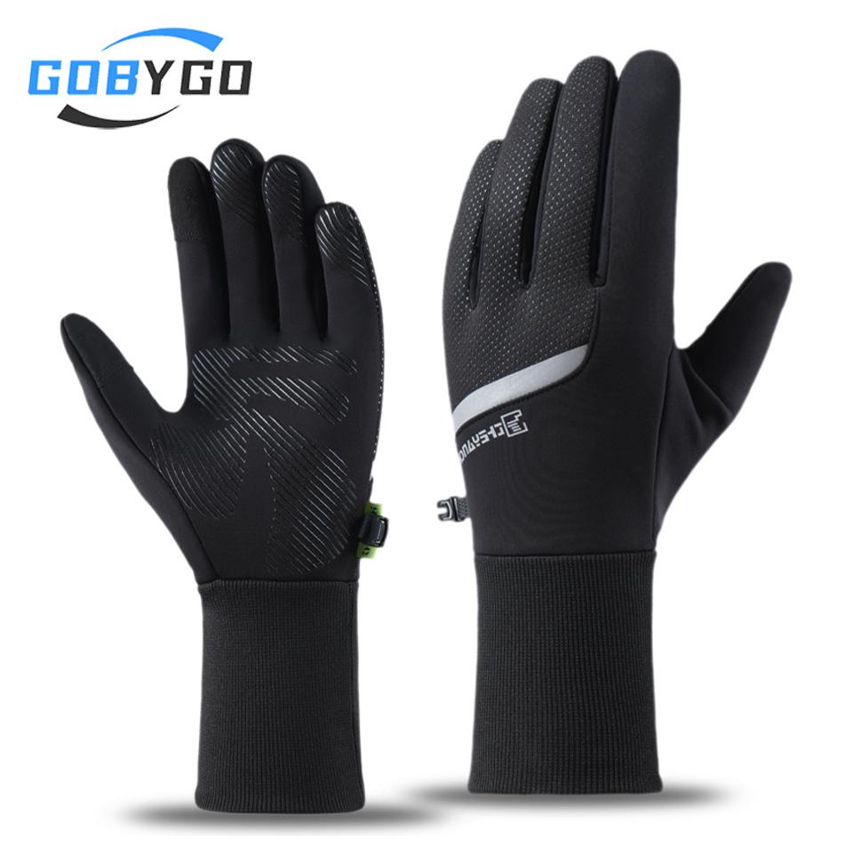 Winddichte Wasserdichte Fahrradhandschuhe Wintersport Touchscreen Anti-Rutsch Offenes Fingerdesign für Kaltes Wetter