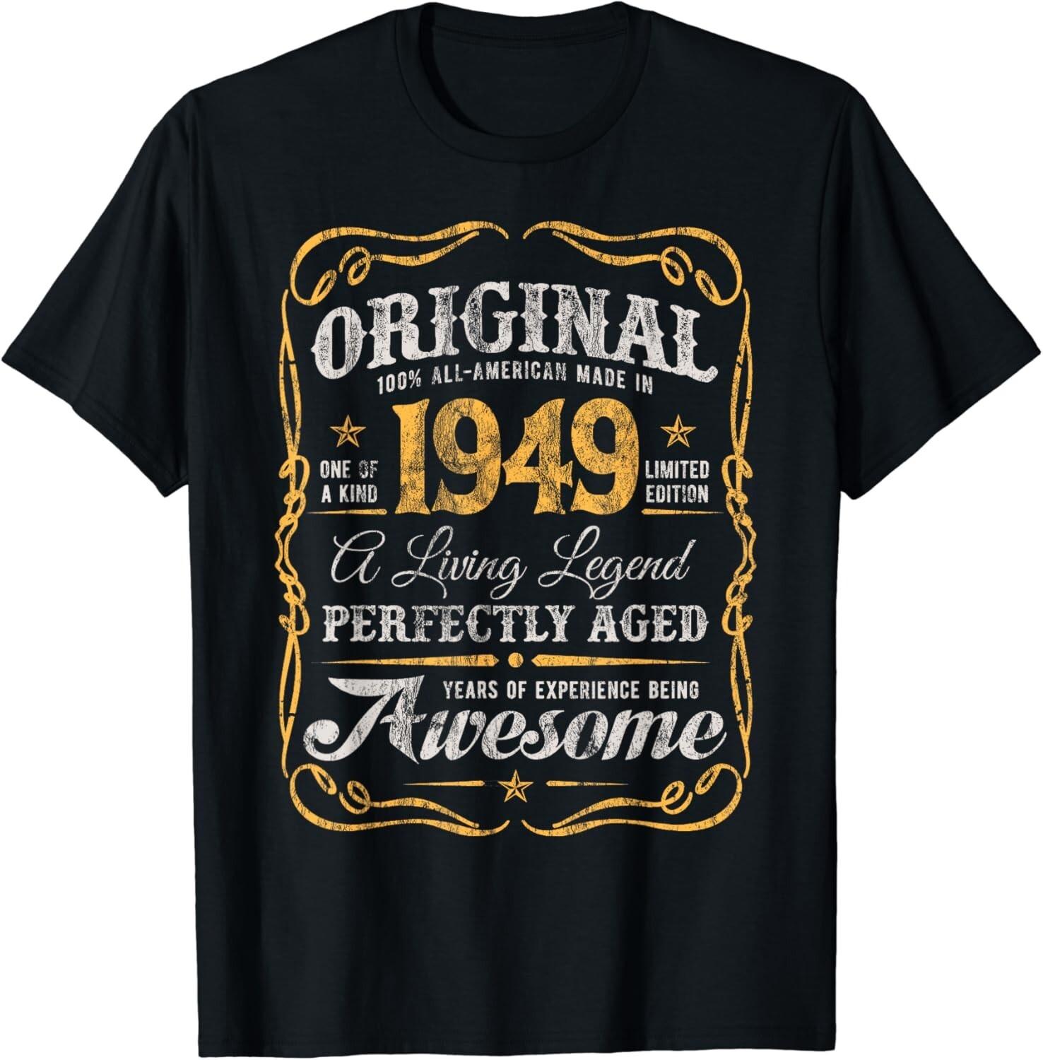 Vintage Born In 1949 Classic 75th Birthday Original Gift Unisex T-Shirt S