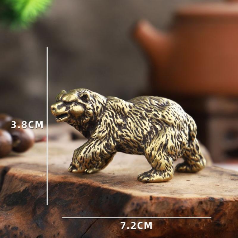 Alloy Bear Desktop Figurine Exquisite Engraved Texture Rustic Vintage Finish Mini Decor Statue for Home Cafe Shop Counter Ornament