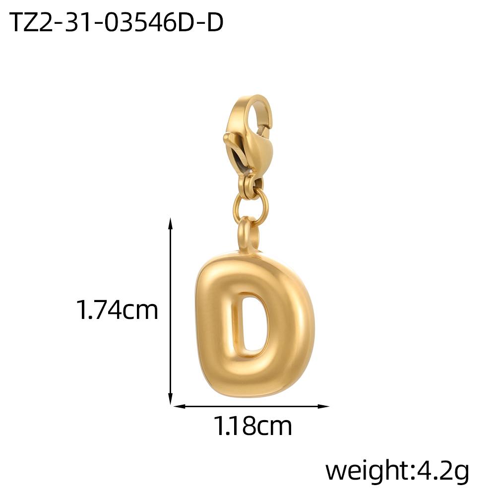 CARLIDANA 3PCS Bubble Letter Jewelry Pendant A-Z Stainless Steel Lobster Clasp Gold Color Bracelet Alphabet Charms Accessories