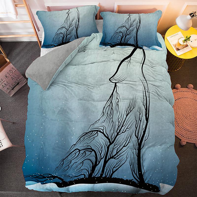 Fashion Wolf Pattern Bedding Sets Animal Duvet Cover Set Queen King Size Quilt Cover Pillowcase 2/3PCS Polyester Comforter Cover