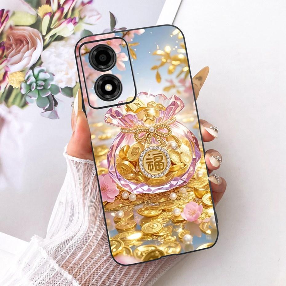 Cute Printing Phone Case For Motorola Moto E14 Soft Black Silicone TPU Cases For Moto E14 Covers Bumpers