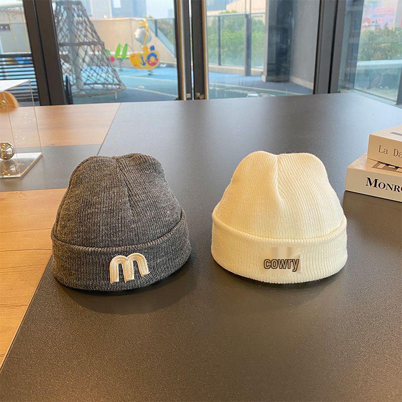 Autumn Winter Woolen Baby Hat - Knitted Letter Skull Cap, Korean Style Pullover for Newborns