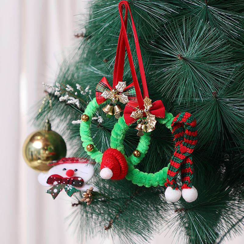 Merry Christmas Wreath Pendant With Bell Car Door Hanging Decoration Xmas Party Christmas Tree Decor Accessories