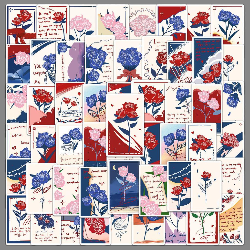 50pcs Vintage Floral Cartoon Stickers for DIY Journals and Notebooks