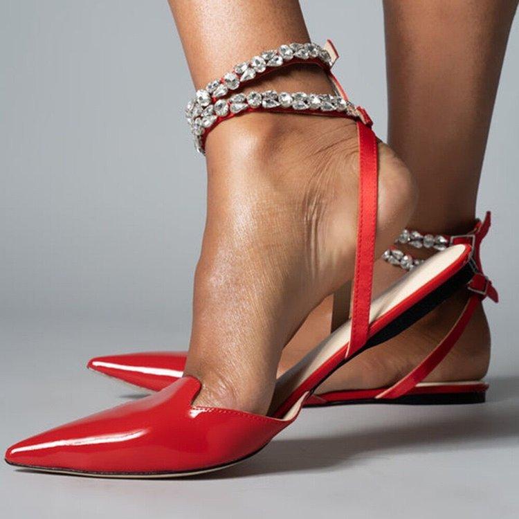 Sexy Women's Flat Ballet Shoes Bow Designer Pointy Lace Up Party Sandals Trend Summer Slingback Sandals Women Plus Size 35~42