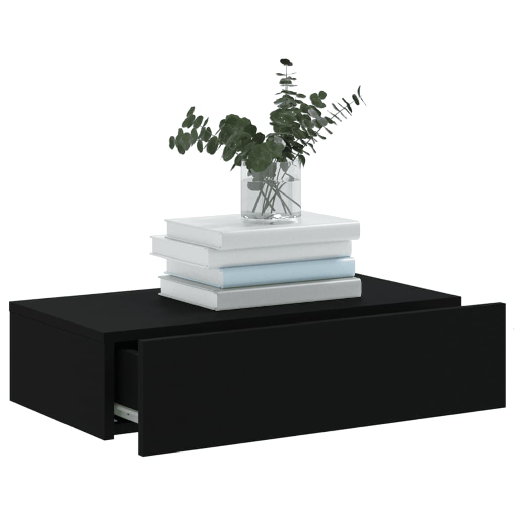 TV Stand with LED Lights Black 60x35x15.5 cm