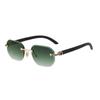 Wood-grain Glasses Temple Frameless Sunglasses Multicolor Men UV400 Eyewear  Unisex