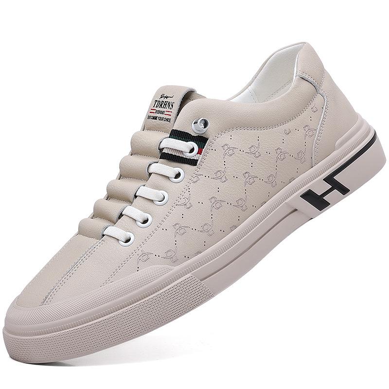 European station new soft leather flat bottom low top sports board shoes casual men's shoes fashion trendy shoes