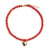 Gold Color Stainless Steel Puffy Love Heart Pendant Necklace Women Colorful Natural Stone Choker Summer Stackable Beach Jewelry