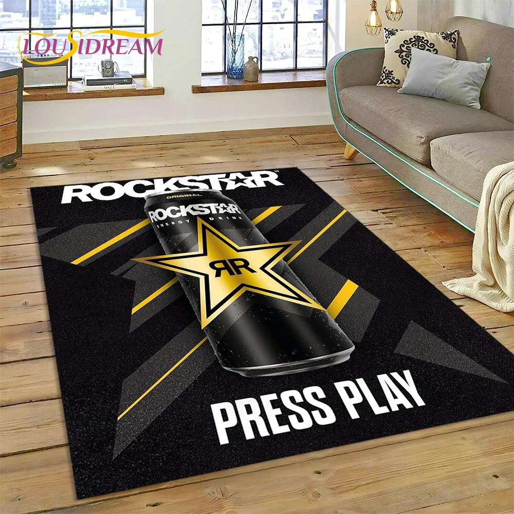 3D Rockstar Energy Logo Sport Carpet Rug for Bedroom Living Room Home Sofa Decoration,Children Game Large Decor Floor Mat Gift