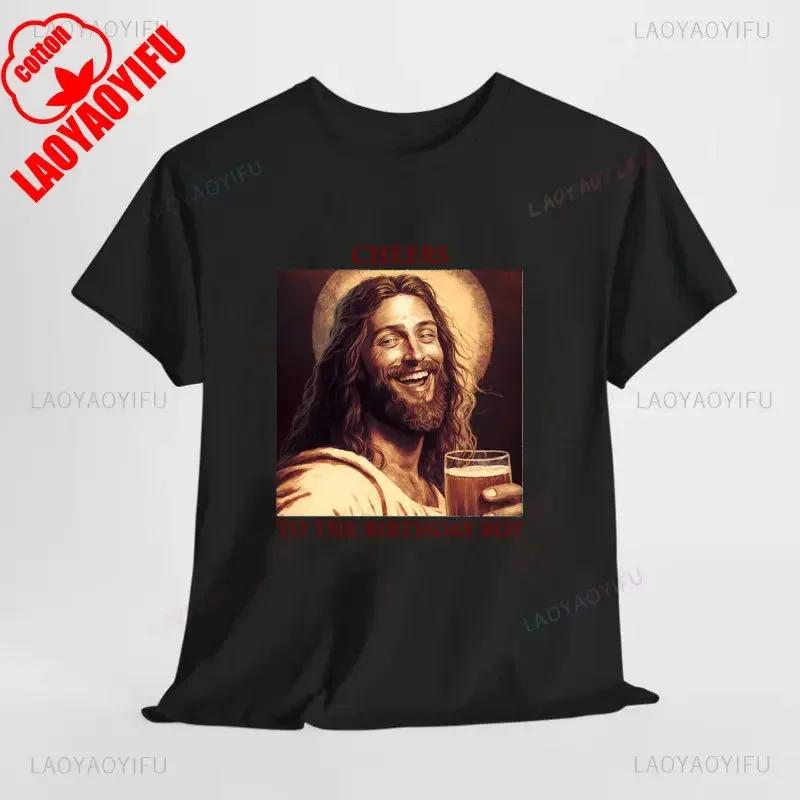 Lustige Weihnachtsgrüße für das Geburtstagskind Jesus Weihnachts-T-Shirt Frau Mann Rot Grün Baumwoll-T-Shirts Neujahr Weihnachten Oberteile