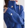 Autumn and winter new semi-turtleneck knitted sweater design sense loose sweater femininity versatile bottoming top thick