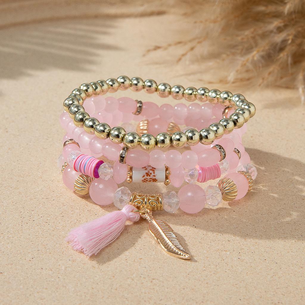 Boho Perlenarmband Instagram-inspiriert Nischenstil Farbblock-Stapelarmband-Set