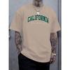 Sommar Herr 100% Bomull Casual Sport Lös Stor kalifornien bokstav Tryckt Bekväm Rund Hals Kort Ärm T-shirt Topp