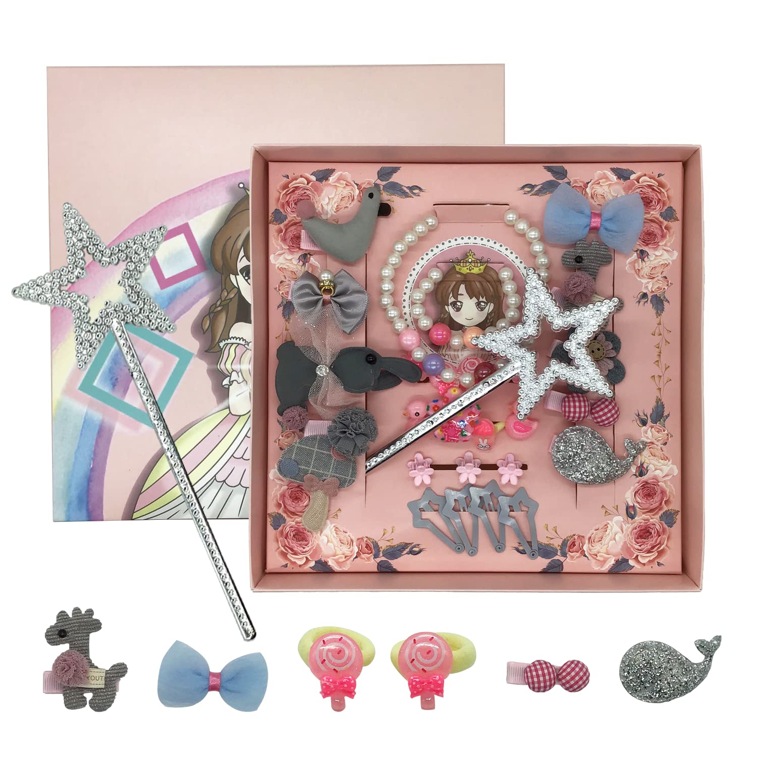 

Аксессуар включает в себя прекрасную звезду, идеально подходящую в качестве подарка для Белый поставляется в бумажной коробке для волос, набор из 28 предметов, серый