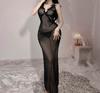 New sexy lingerie pure desire long dress low chest temptation perspective pajamas women's mesh suspender free nightdress