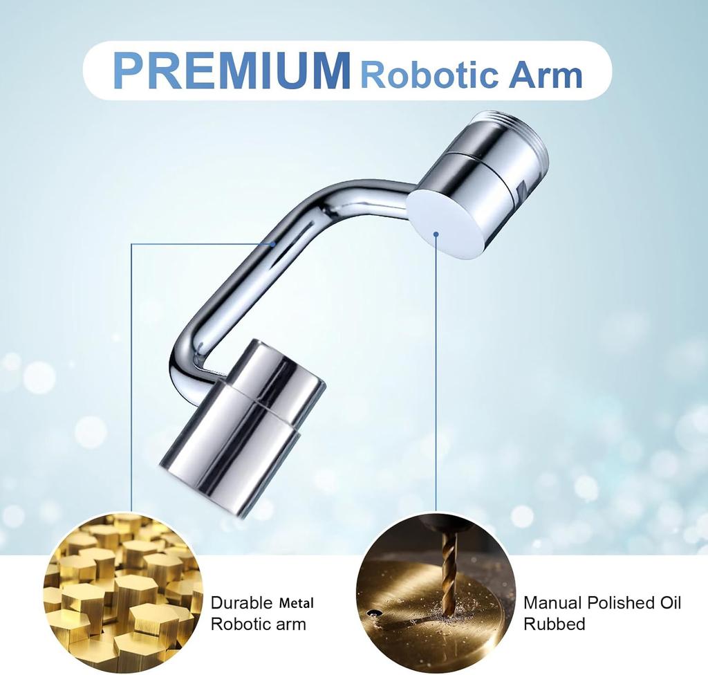 Metal 1080° Rotation Faucet Aerator Extender U Type Swivel Robotic Arm Faucets Sprayer Head Nozzle Kitchen Tap Saving Water
