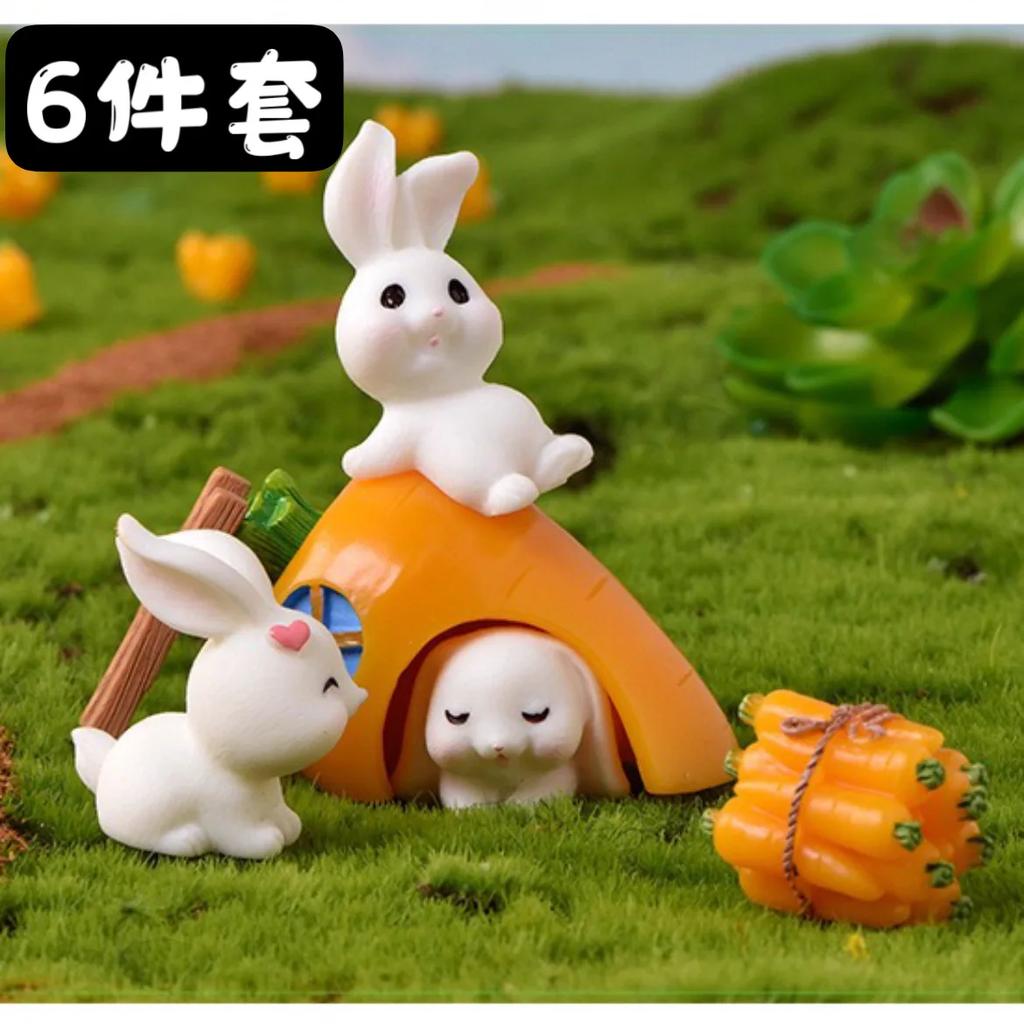 2025 Wielkanoc Słodkie Króliki Zajączek Marchewka Miniaturowa Figurka DIY Krajobraz Ozdoba Domowa Doniczkowa Dekoracja Ciasta Zwierzęce Akcesoria