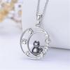 Charm Female Cat Moon Animal Pendant Necklace Vintage Silver Color Wedding  For Women