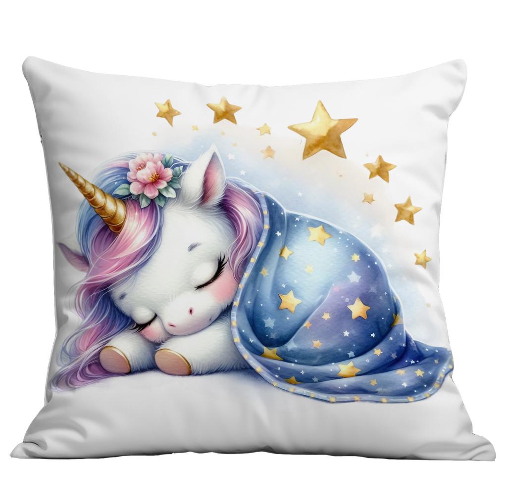 New Short Plush Pillow Cover Cute Cartoon Unicorn Printed Pillow Cover Sofa Cushion Pillow Cover Premium Durable