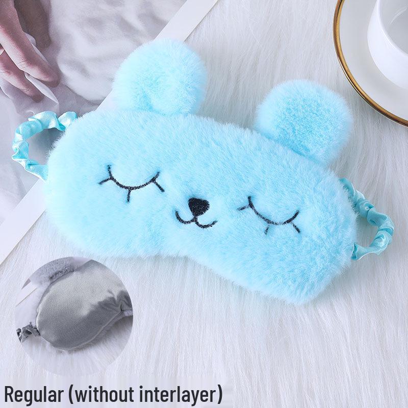 Cute Cartoon Rabbit Ears Plush Silk Eye Mask with Hot and Cold Pack - Comfortable Sleep Mask Available