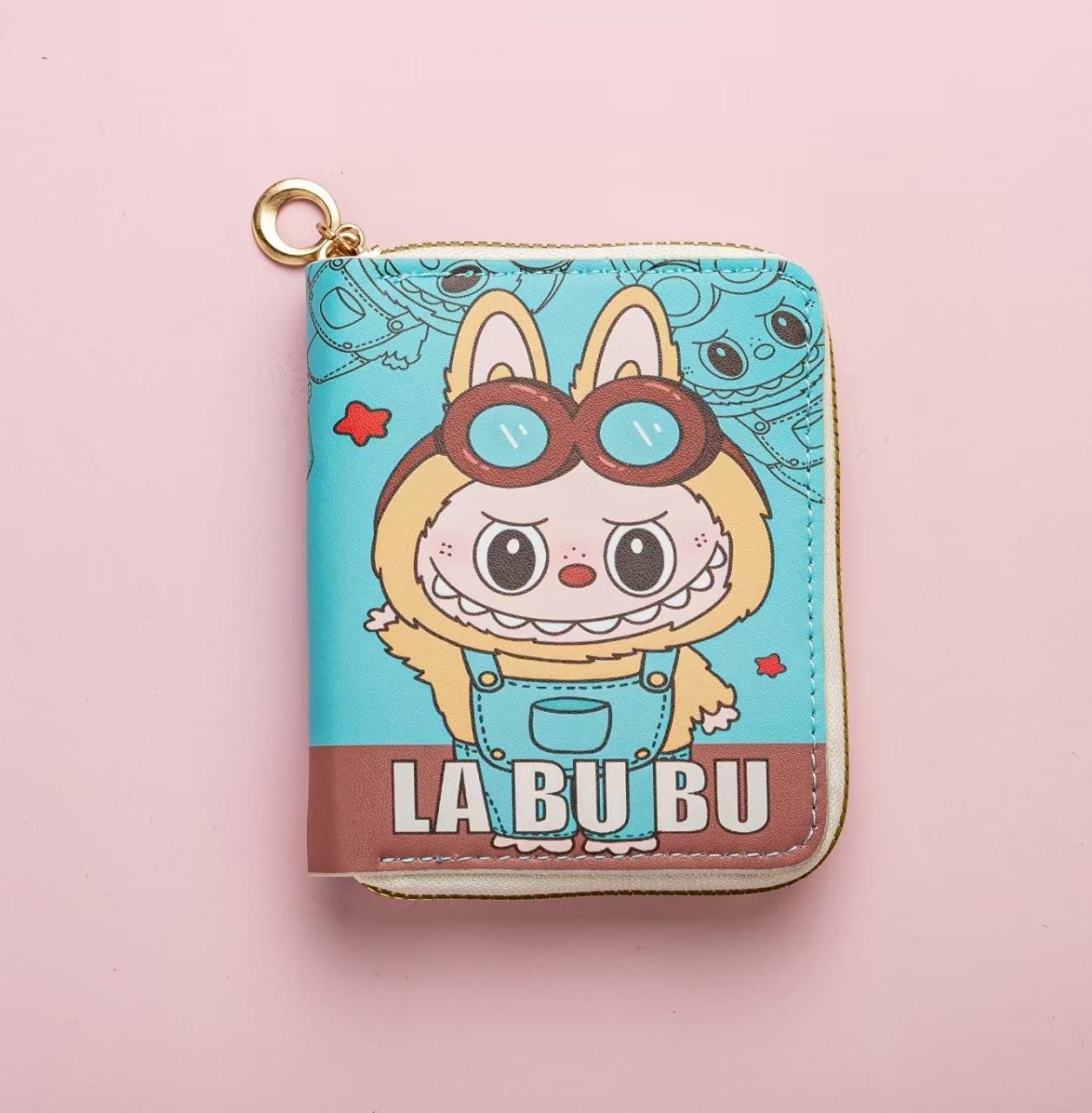 

Лабубу маленький кошелек девчачий короткий милый складной держатель для карт студенческий маленький ID кошелек монетница 11*8.5*2