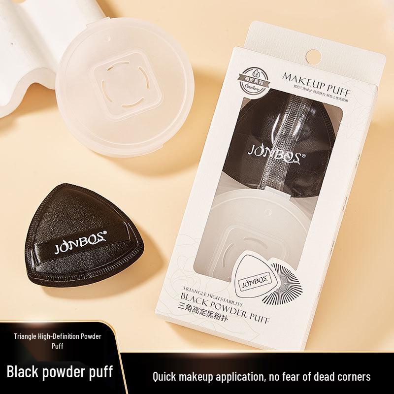 JONBOS Triangle HD Black Pineapple Marshmallow Makeup Sponge, Dry/Wet Use, Non-Absorbent Powder Puff. No