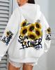 Damen Hoodie mit Sonnenblumen-Graffiti-Print, lockere Passform, mit Taschen