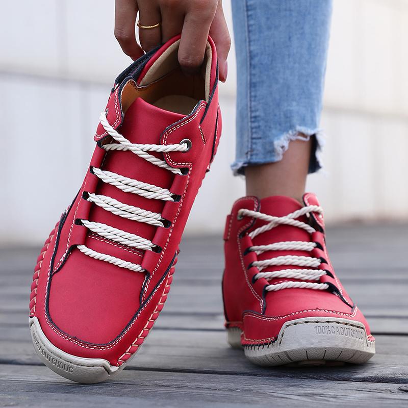 Retro Women's Boots Classic Fashion Design Breathable Casual Loafers Handmade Leather Soft Comfort Spring/autumn Women Sneakers