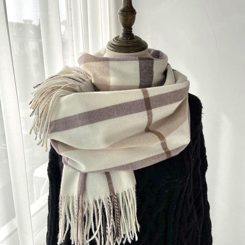 Scarf Women's Winter New Plaid Printing Tassel Imitation Cashmere Scarf Fashion Warm Shawl Scarf