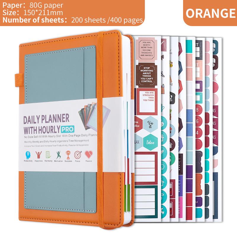 A5 Weekly Plan Monthly Plan With Lattice Grid Self-Binding Notebook Planner Office Atationery With Gold Stamping Stickers