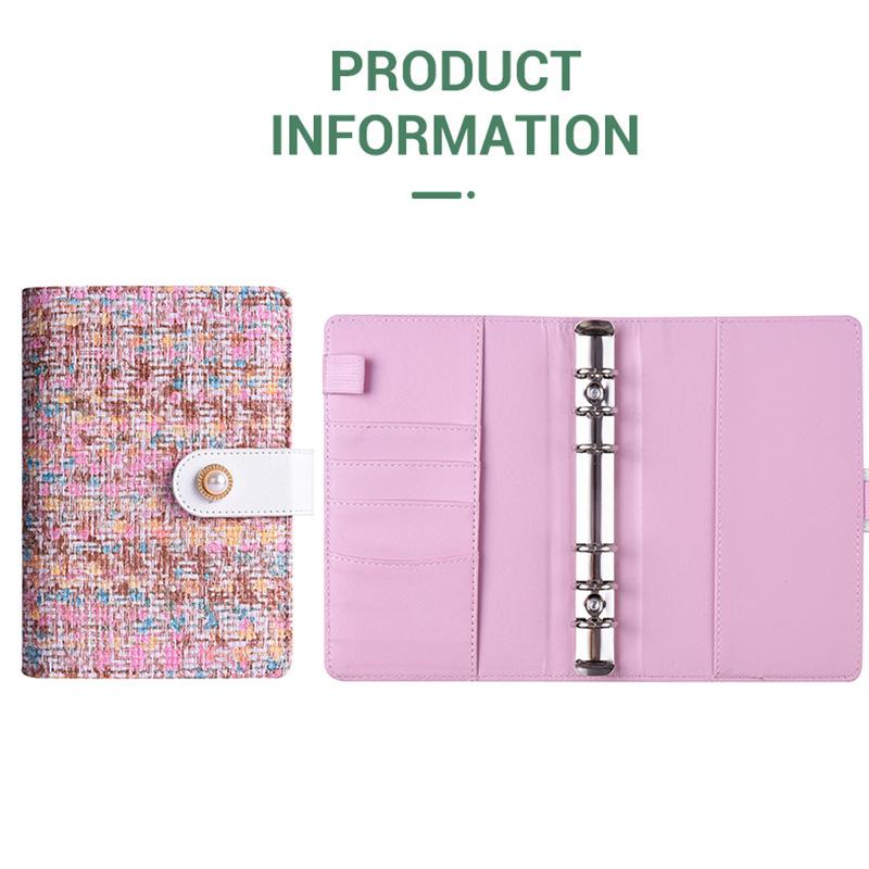 A6 Tweed Style Colorful Budget Planner, 6-Ring Binder with Zipper Pouch, Cash Envelope Ledger