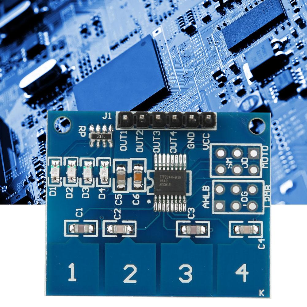 5 Pezzi TTP224 4 Canali Interruttore Tattile Capacitivo Modulo Sensore Tattile Digitale