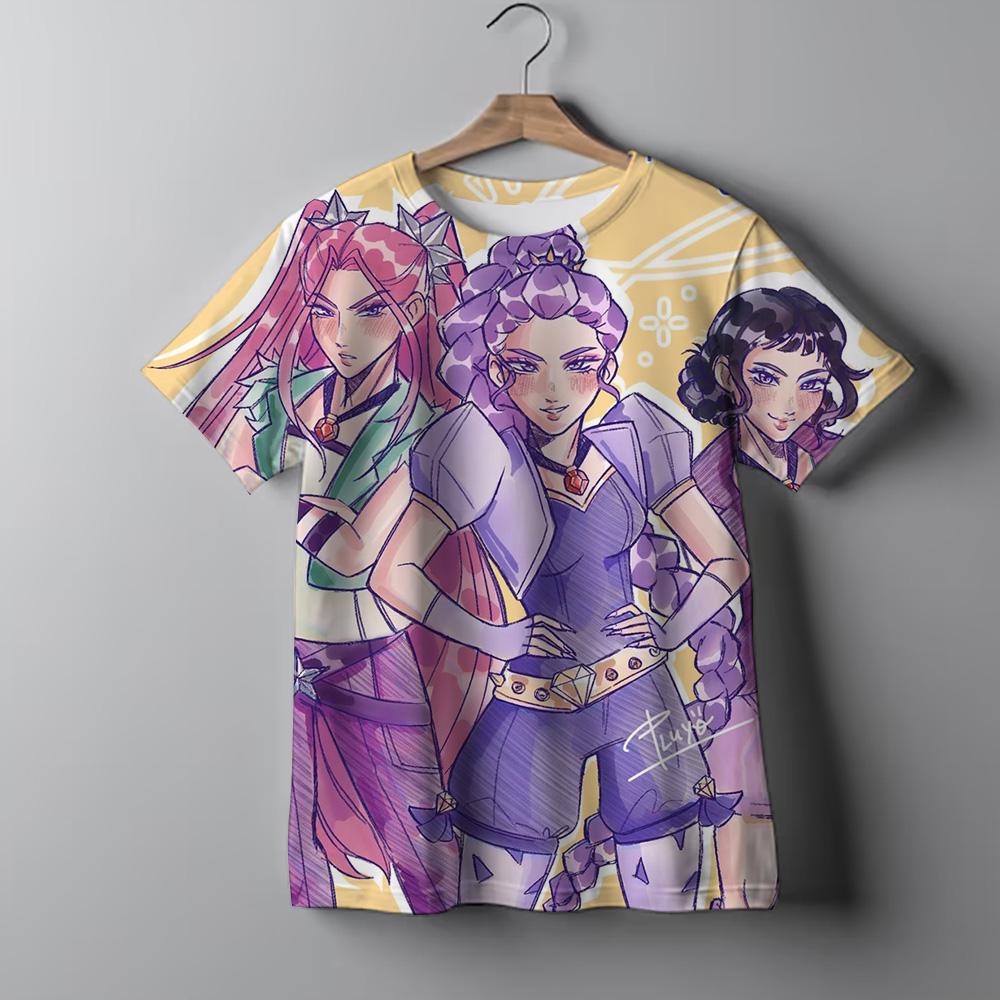 Fashion Casual Kids T-shirt KPop Demon Hunters Cool Girls Tee Top Soft Comfortable Summer Versatile T-shirt