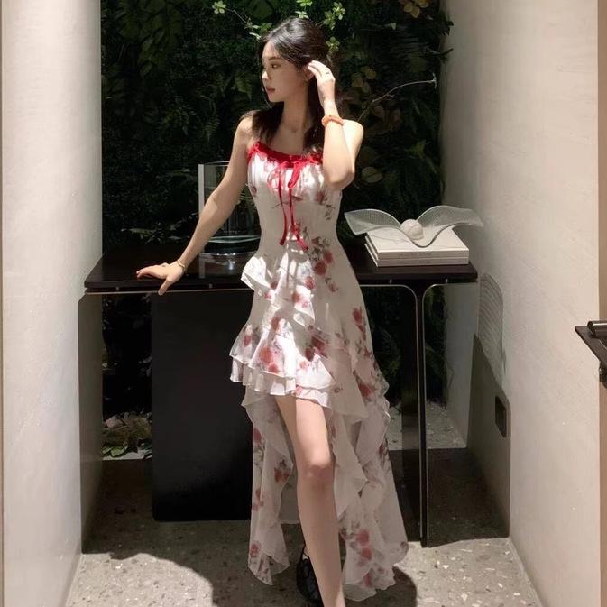 

Французское платье-майка с оборками и цветочным принтом - Необычный потрясающий приморский стиль, Подчеркивающее талию, Готовое к летнему отпуску. Medium