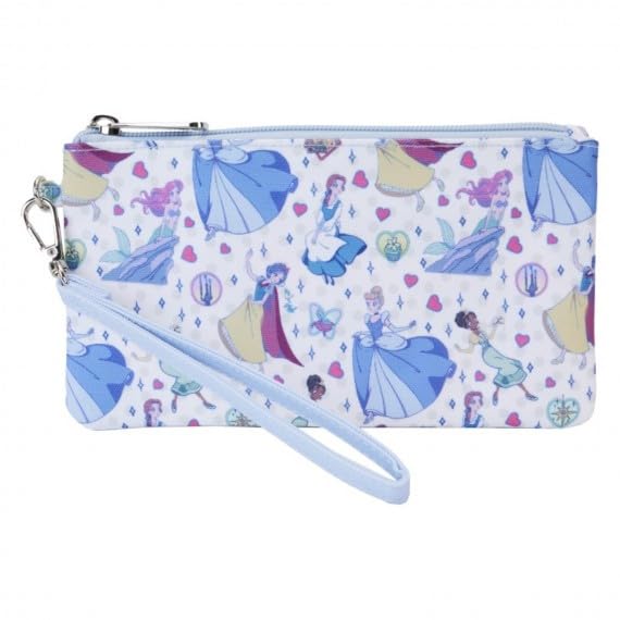 Loungefly Disney Princess Manga Style All-Over Print Nylon Zipper Pouch Wristlet