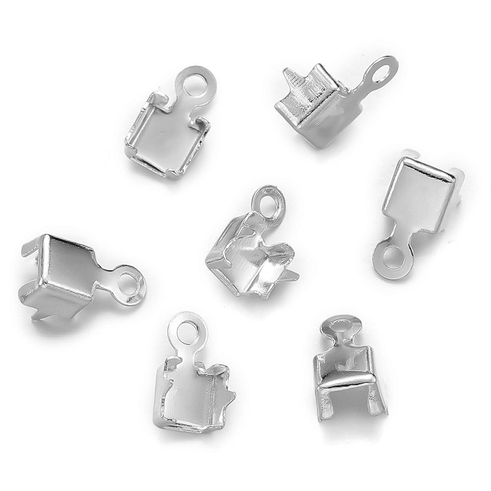 

100pcs/lot Iron Clip-on leather Rope Chain Closure Chain End Clasps Cup For DIY Jewelry Necklace Bracelet Connector Accessories 3 x 5.5mm